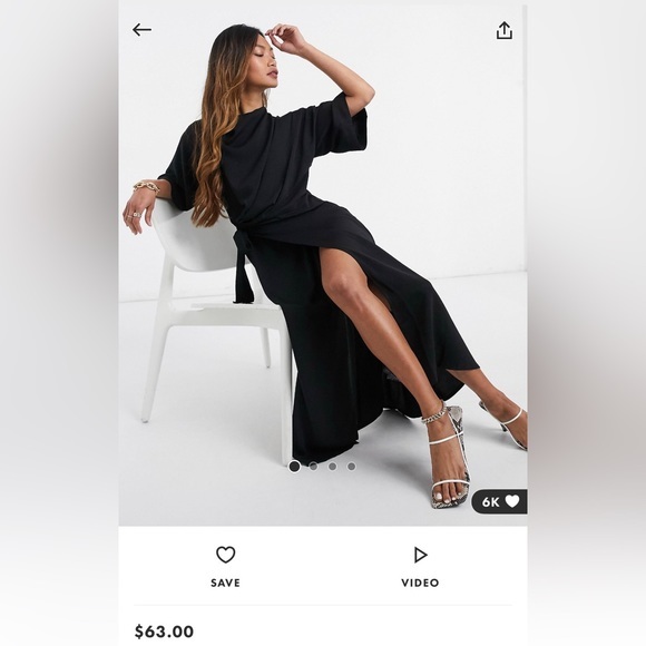 ASOS DESIGN Black Tie Wrap Dress - Picture 1 of 5